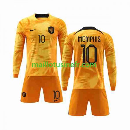 Maillot de Foot Pays-Bas Memphis 10 Domicile Coupe du monde 2022 Manches Longues - Enfant Maillot de Foot Pays-Bas Memphis 10 Domicile Coupe du monde 2022 Manches Longues - Enfant